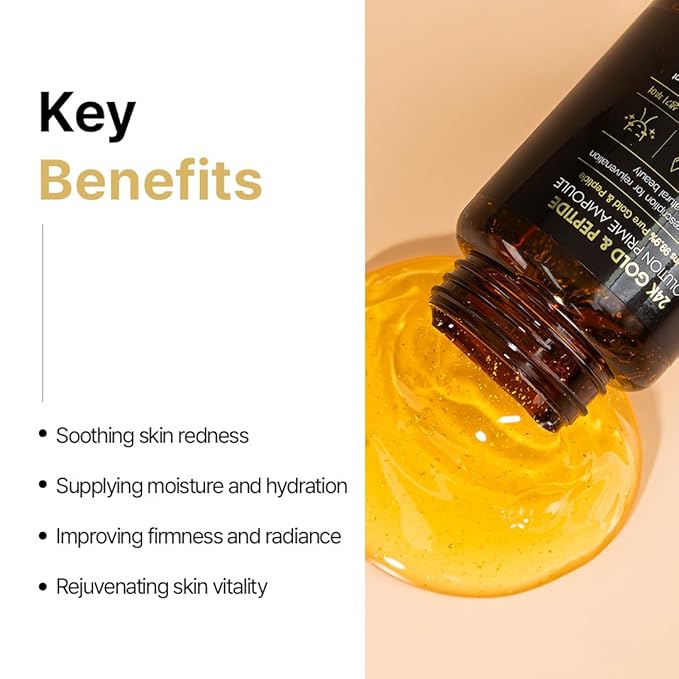 FarmStay 24K Gold & Peptide Solution Prime Ampoule | Hydrating & Firming Serum | Enhances Skin Elasticity, Glow & Vitality | Lightweight, Fast-Absorbing Formula for a Radiant Complexion | 8.45 fl.oz