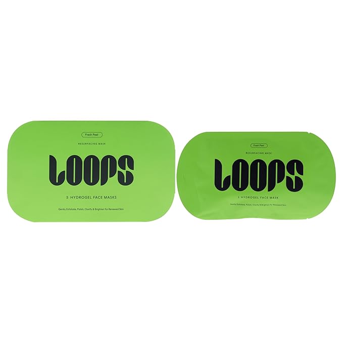 LOOPS FRESH PEEL - Resurfacing Hydrogel Face Mask - Gently Exfoliate, Polish, Clarify and Brighten for Renewed Skin - 5 Pc