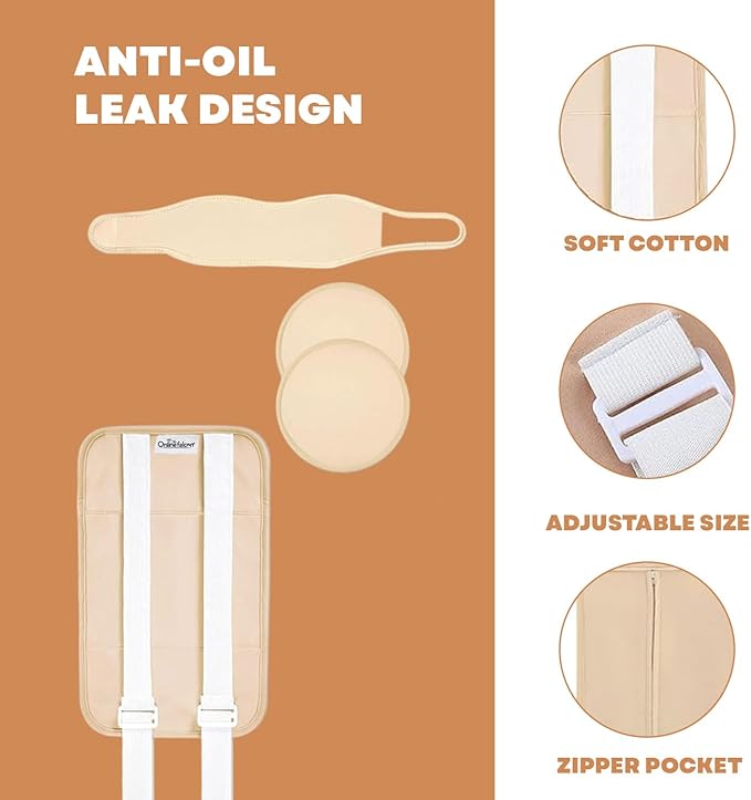 Castor Oil Pack Wrap Kit, 4 Pcs Organic Cotton, Adjustable Strap for Neck, Waist, Chest, Knee, Reusable, Washable - Detox, Constipation, Inflammation (Khakhi)