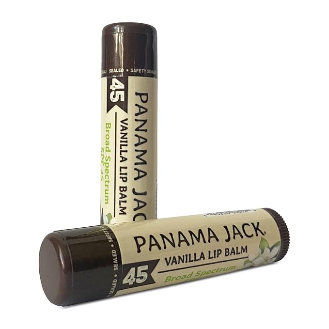 Panama Jack Sunscreen Lip Balm - SPF 45, Broad Spectrum UVA-UVB Sunscreen Protection, Prevents & Soothes Dry, Chapped Lips, Vanilla, 12-pack