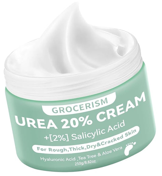 Urea Cream 20 Percent For Feet Plus 2% Salicylic Acid 8.82 oz || Foot Cream and Hand Cream Maximum Strength with Hyaluronic Acid, Tea Tree, and Aloe Vera for Deep Moisturizes, Callus Remover