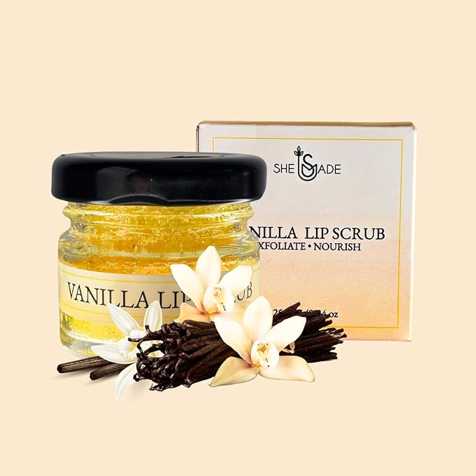 Sugar Lip Scrub Exfoliate & Nourish - 0.88Oz/25gm Coconut & Vanilla Essential Oil - Natural Moisturizer Exfoliator Lipcare Scrubber -Smoothing Lips Scrubs for Girls, Women Valentine Day Gifts