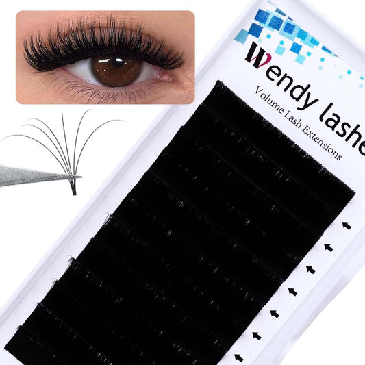 Easy Fan Volume for Lash Artists: Wendy, Handmade Fans for Eyelash Extensions, Self Fanning, Blooming, B-KH, Black, D-0.05-11