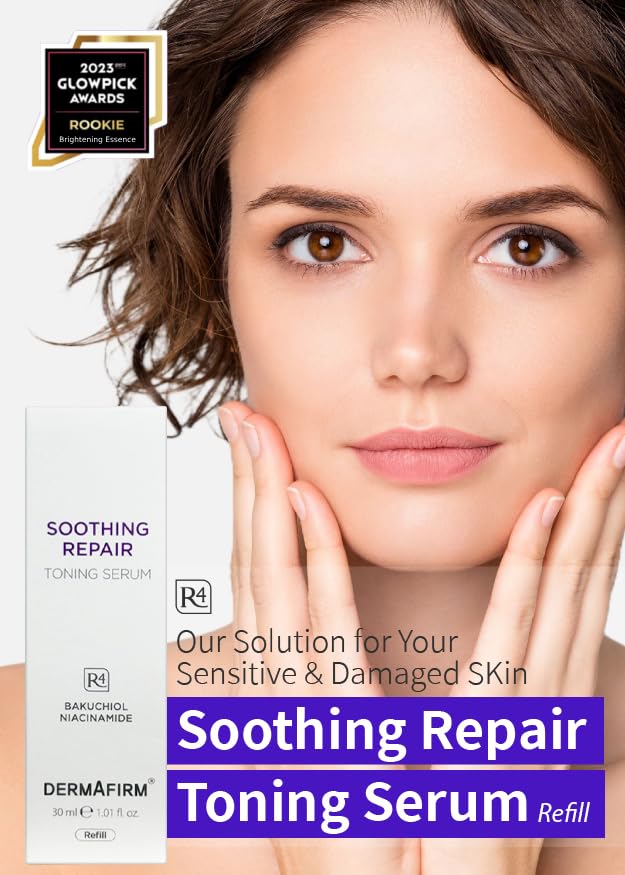 [Refill] DERMAFIRM Soothing Repair Toning Serum R4 - Niacinamide & Peptide Face Serum for All Skin Types - Calming, Moisturizing & Correcting - Paraben-Free, Cruelty-Free, 1.01 fl oz