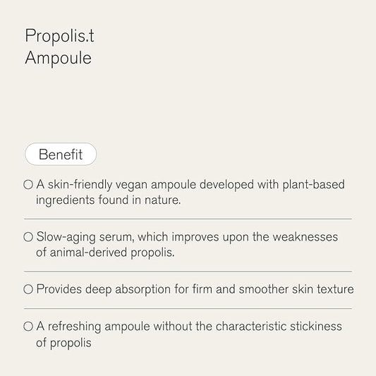 Propolis.T Ampoule, Vegan Korean Facial Serum with Vegan Propolis, for Dry and Sagging Skin (50ml / 1.69 fl. oz.), Korean Skin Care