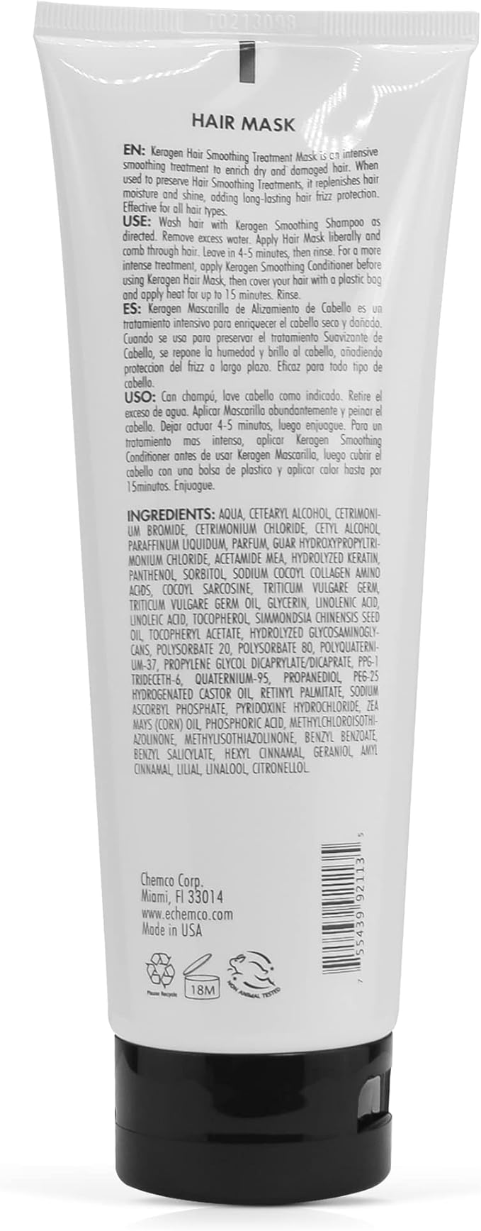 Keragen - Mask for Dry Damaged Hair, 8 Oz - Deep Moisturizing Conditioning Treatment, Repairs and Restore, Frizz-Free Infused with Keratin, Panthenol, Collagen, Jojoba Oil