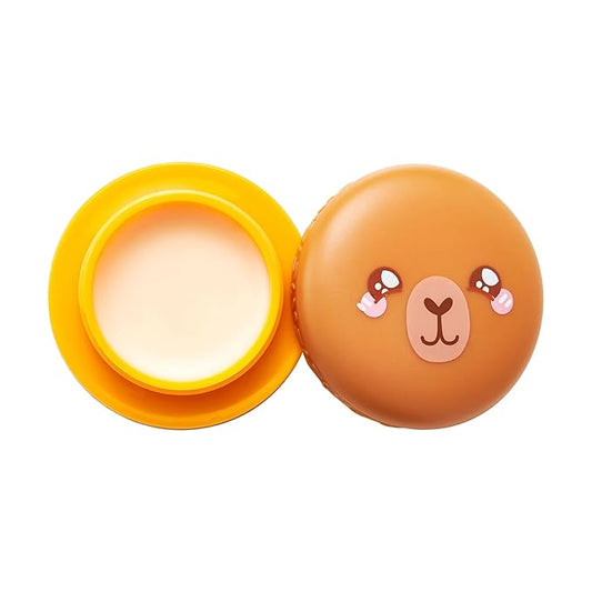 The Crème Shop Capybara Macaron Lip Balm, Korean Lip Balm with Shea Butter and Vitamin E (Tangerine)
