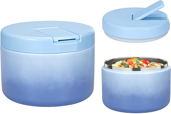 12oz Kids Soup Thermo for Hot Food Insulated Vacuum Food Jar with Buckle Lid, Stainless Steel Wide Mouth Leak Proof Lunch Container for School Travel 1 Pack