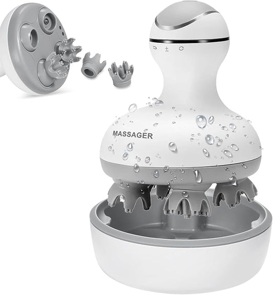 VGU Rechargeable Scalp Massager with Multi-Node Design, Promotes Hair Growth, Relieves Stress, Waterproof, Portable Handheld Head Massager