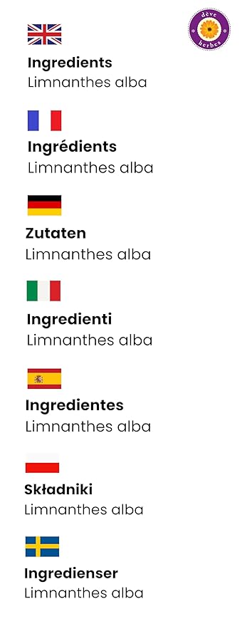 Deve Herbes Pure Meadowfoam Seed Oil (Limnanthes alba) Cold Pressed 10ml (0.33 oz)