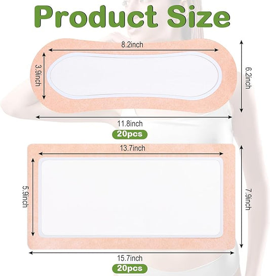 Geiserailie 40 Pcs Large Castor Oil Pack Wrap Kit Disposable Castor Oil Patches Large Self Adhesive Pads for Neck Belly Waist Stomach Knee Back Arm, Portable, Anti Massage Oil Leak, No Wash