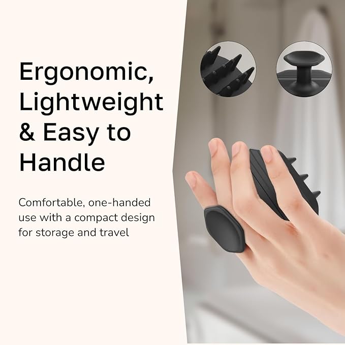 Silicone Scalp Scrubber - Massage Shampoo Brush, Soft Bristles for Hair Growth & Dandruff Removal - Ergonomic Design, Wet & Dry Use, Deep Cleansing Scalp Exfoliator for All Hair Types - Black