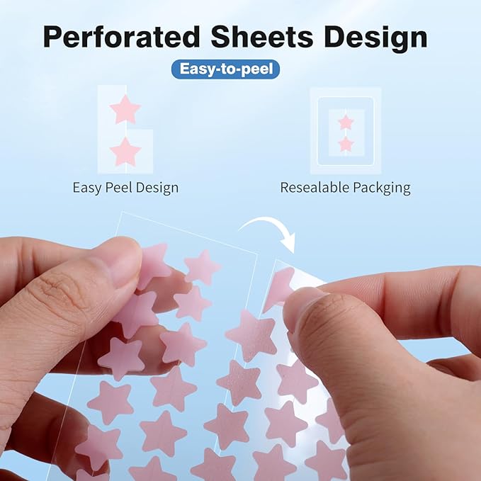 Pimple Patches for Face, Colorful Hydrocolloid Acne Patches, Cute Star Zit Covers for Face, Spot Stickers with Tea Tree, Salicylic Acid & Cica Oil| 4 Sizes (8mm, 10mm, 12mm & 14mm) |357 Count