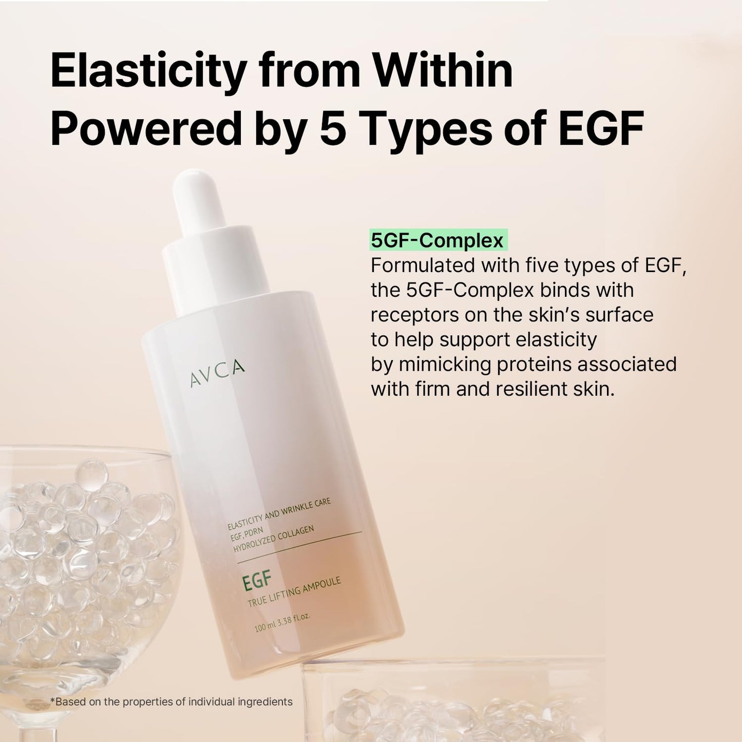 AVCA EGF & PDRN Firming Serum 3.38oz - Korean Skin care, with Peptides for Smooth and Supple Skin