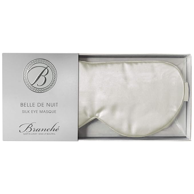 Branche Beauty Belle De Nuit Sleep Mask - Silk Eye Mask 6A Silk 22 Momme Eye Cover Sleepover Shade Blindfold Mask for Luxury Sleep in Total Darkness (Creme)