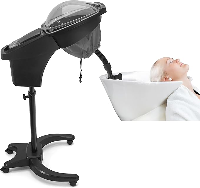 Elitzia Professional Hair Steamer - Digital Display Adjustable Steam Output and Customizable Temperature Settings for All Hair Types Shampoo Bowl Mist Hooded Natural Black Hair for Salons Spas ET19190