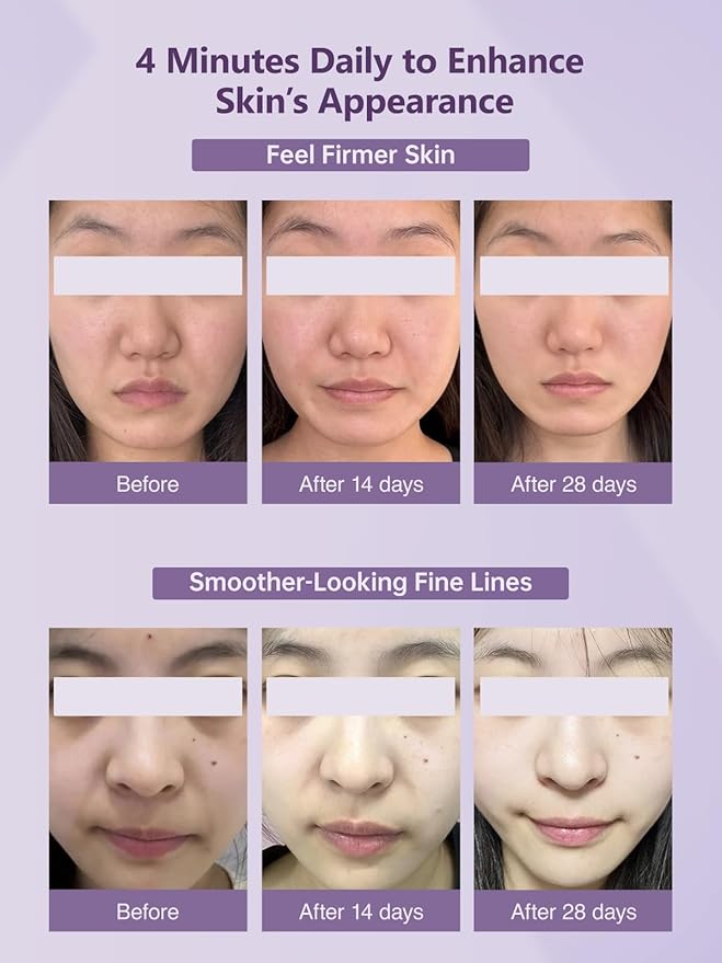 6-in-1 Age-Defying - Eye, Face & Neck Lift & Firm, 5-Color Light Therapy for Face with Microcurrent, Vibration, Heat & Cooling, Skin Care Tool for Youthful & Tightening Skin (Purple)