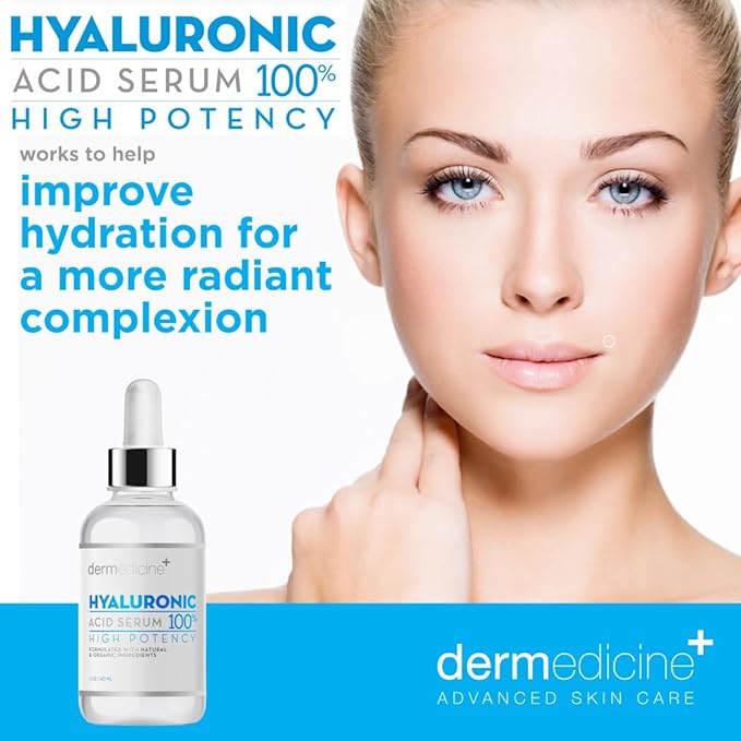 100% Pure Hyaluronic Acid Serum Anti Aging Serum Moisture and Hydration for Your Face 2oz