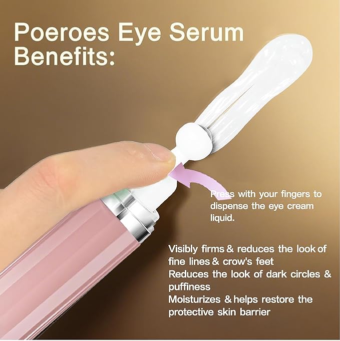 Eye Serum with 8% Caffeine 8% Retinol Hyaluronic Acid Niacinamide peptides for Puffy Bags Fine Lines Dark Circles Wrinkles, Under Eye Cream with 360° Roller Massage Ball, 0.5 fl. oz
