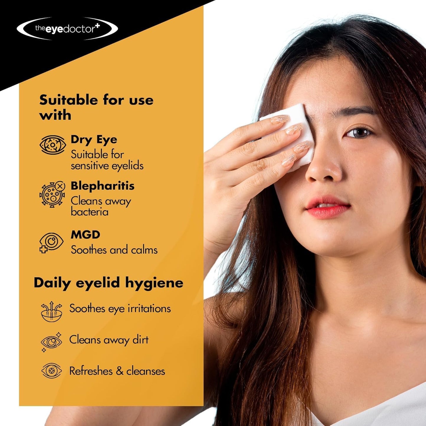 The Eye Doctor Biodegradable Eyelid Wipes - 80 x Single Use Eye Cleaning Wipes for Daily Lid Care - Individual Preservative Free Sensitive Eye Cleaner - Soothes Cleans and Refreshes