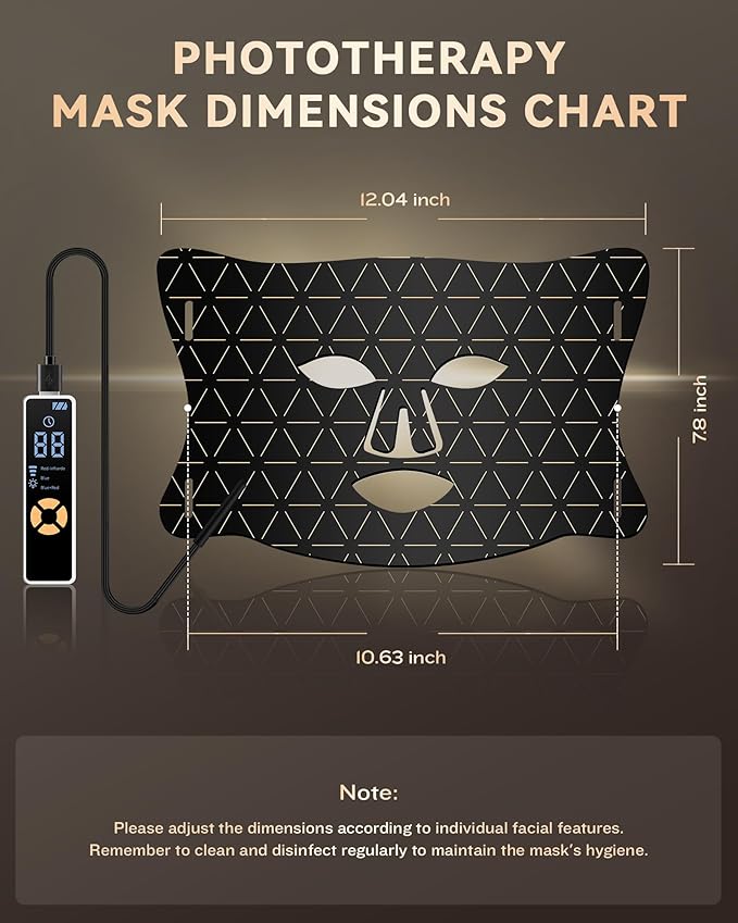 LED Light Therapy Mask Skin Care Mask, LED Red Light Therapy 630nm & 830nm Wavelength for Home Use, Body Beauty Machine for Care at Home (luxurious black)