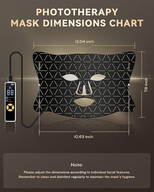 LED Light Therapy Mask Skin Care Mask, LED Red Light Therapy 630nm & 830nm Wavelength for Home Use, Body Beauty Machine for Care at Home (luxurious black)