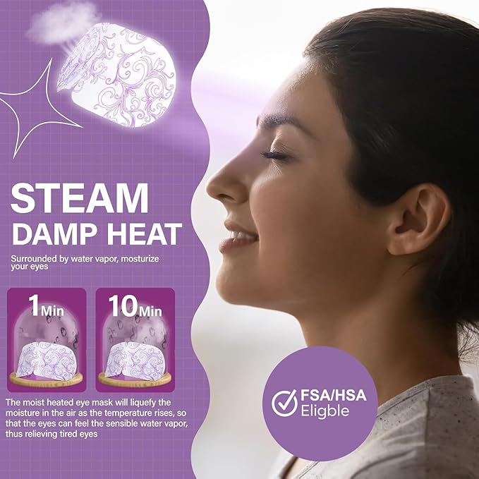 ProCIV FSA/HSA Eligible 16 Packs Steam Eye Masks for Dry Eyes Self Heated Eye Mask Disposable Sleep Mask Soothing Headache Relief Dry,Hot Warm Compress for Stress Relief Relief Eye Fatigue, Spa Gifts