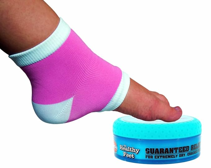 Moisturizing Gel Heel Socks or Sleeves, 2 Pairs, Pink, Large, O'keeffe's Healthy Feet Foot Cream for Cracked Heels, Callus Treatment Bundle