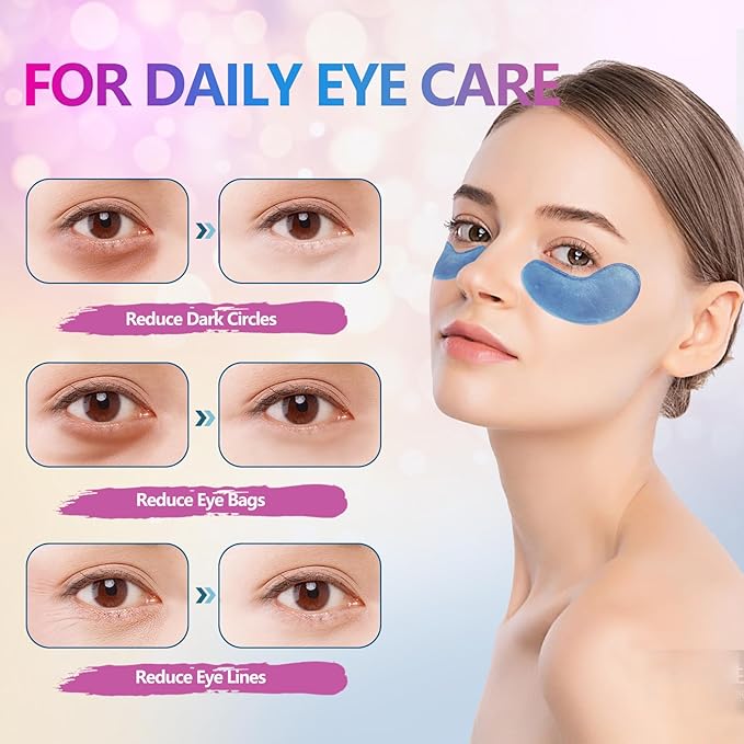 TUNBOT Under Eye Patches - 24 Pairs Natural Plant Extracts Eye Mask for Reduces Puffiness and Dark Circles Facial Anti-Aging, Hyaluronic Acid Eye Gel