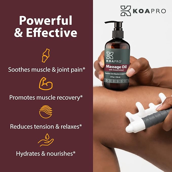 KOAPRO Massage Oil for Massage Therapy - Arnica for Pain Relief, Premium Body Massager Oil for Sore Muscles and Bruises with Lavender, Deep Tissue Anti Cellulite Massage Oil 8 Fl Oz