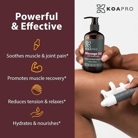 KOAPro Massage Oil for Massage Therapy 2 Pack - Lavender Massaging Oil for Muscle Relaxing, Premium Arnica Massager Oil for Pain Relief, Natural Anti Cellulite Extract for All Skin Types 8 Fl Oz