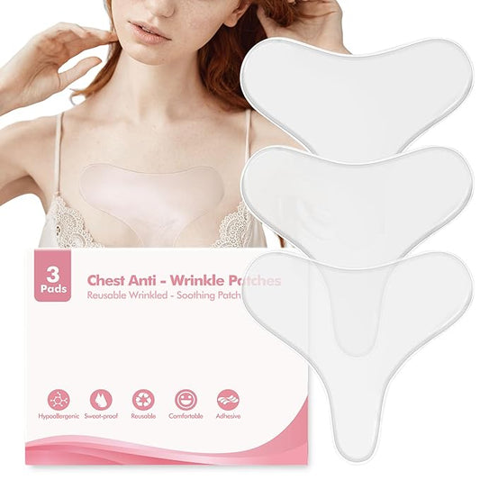 Reusable Wrinkle Patches 3 Pack - Silicone Fusion Treatment Forehead Patches for Brow Lift, Wrinkle Smoothers, Reduce Frown Lines & Face Lift (Chest)