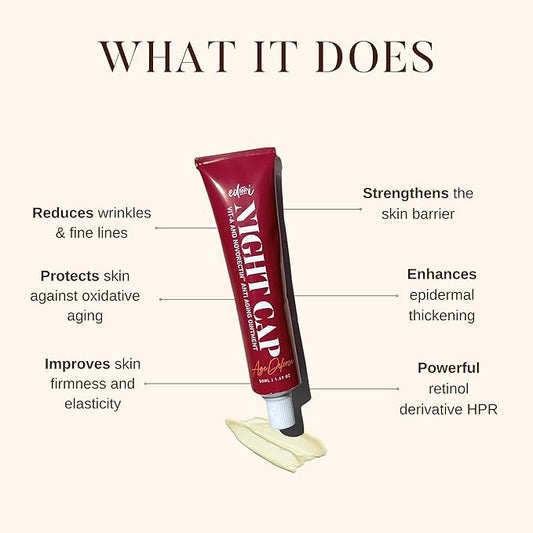 NIGHT CAP Facial Night Cream with Vitamin A, and NovoRetin Anti Aging Ointment to Minimize Appearance of Wrinkles and Fine Lines, 1.69 oz