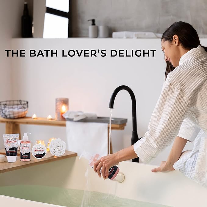 Draizee Mothers Day Gifts for Mom-Spa Gift Baskets for Women-8 Pcs Luxury Jasmine Scented Heel Shoe Design Bath and Body Spa Set Self Care Package for Women, Presents for Mom-Body Care Set for Her