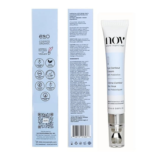 Natural Organic Vegan Eye Cream | Eye Cream for Dark Circles and Puffiness Cream for Eye Bags and Dark Circles Under Eye Contour Cream with Prebiotics 0,68 Oz Dermatologically Tested