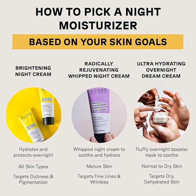 ACURE Radically Rejuvenating Whipped Night Cream - Anti-Aging Support, Multi-Peptides, Ferulic Acid & Vitamin C - Ultimate Night Repair, Hydrate and Rejuvenate - Vegan Plant Based-Infused - 1.7 Fl Oz