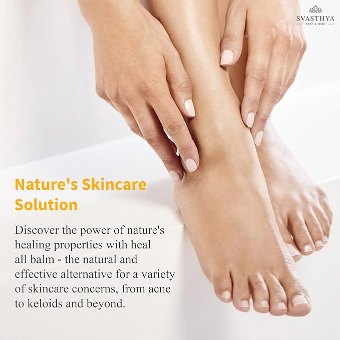 Svasthya Body & Mind Essential Oil Heal All Balm - Cracked, Dryness, Wound and Irritation Healing - Natural Ingredients Skincare Balm With Lavender Oil - Fast Recovery - Multipurpose Uses