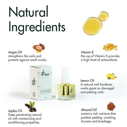 Dead Sea Cuticle & Nail Oil (5ML) | Strengthens, Moisturizes & Conditions with Sweet Almond, Olive, Jojoba, Castor, Argan Oils, Lemon Essential Oil, Vitamin E & Dead Sea Salt