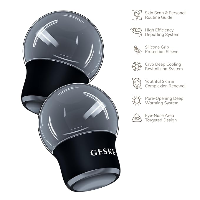 SmartAppGuided™ Cool & Warm Face & Body Massager | 7 in 1 | Multifunctional Massager | Face & Body | Battery-free Cooling & Warming | Firms, Relaxes & De-Puffs Skin | Globular Design