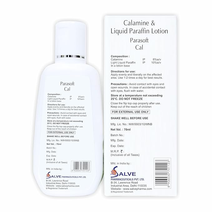 Cal Body Moisturizing Lotion With Calamine, Aloe vera And Rose Oil for Soothing, Restoring & Relief Irritating Rashes - 70 ml (Pack of 2)