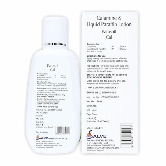 Cal Body Moisturizing Lotion With Calamine, Aloe vera And Rose Oil for Soothing, Restoring & Relief Irritating Rashes - 70 ml (Pack of 2)