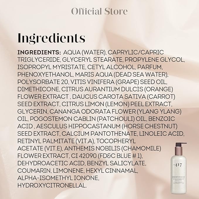 '-417 Dead Sea Cosmetics Aromatic Refreshing Body Lotion - Daily Moisturizing Lotion to Nourish Dry Skin 11.83 oz