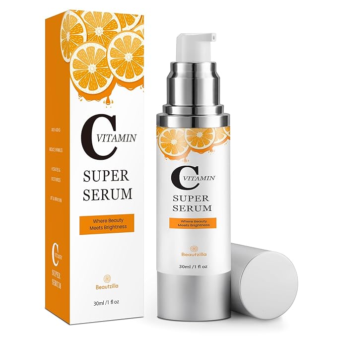 Super Vitamin C Face Serum for Mature Skin: Hyaluronic Serum for Dark Spots Fine Lines Wrinkles All-in-One Formula Hydrates Firm Smooth Age-Defying Serum for Women Over 50-1 fl oz