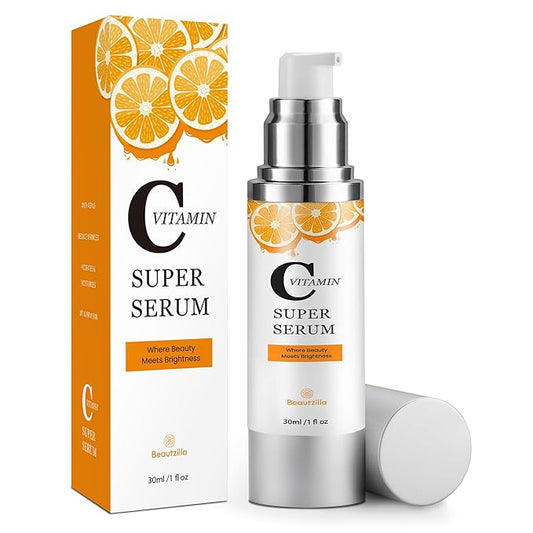 Super Vitamin C Face Serum for Mature Skin: Hyaluronic Serum for Dark Spots Fine Lines Wrinkles All-in-One Formula Hydrates Firm Smooth Age-Defying Serum for Women Over 50-1 fl oz