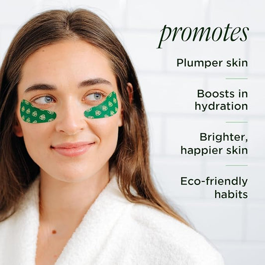 Tree of Life Beauty Hydrating Facial Serum Collagen Peptides with Argireline and Replexium - Anti Aging and Wrinkle Reduction (1oz) and Silicone Reusable Under Eye Patches for Puffy Eyes