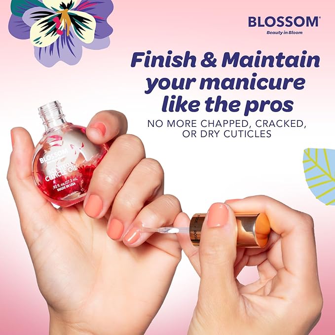 Blossom Hydrating, Moisturizing, Strengthening, Scented Cuticle Oil 0.5oz + See No Evil Rollerball Cuticle Oil 0.19oz, 2 Pack Bundle, Rose