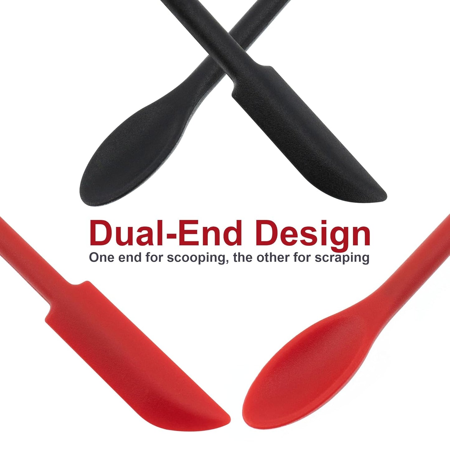 2 PCS Mini Makeup Spatulas, Flexible Silicone Beauty Spatula Reusable Thin Jar Scrapers for Cosmetic Bottles, Get Last of Makeup Out (Black and Red)