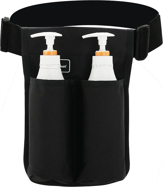 Massage Bottle Bag Massage Therapist Holster Massage Lotion Holster Massage Oil Holster（YR-2KD-Black）