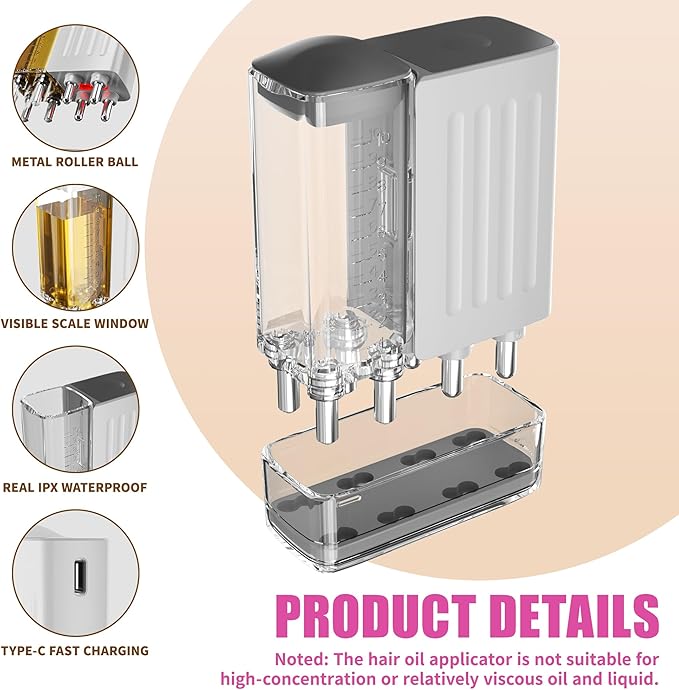 Electric Hair Oil Applicator for Scalp with Massage, Scalp Massager for Scalp Care | Hair Oiling Applicator & Oil Bottles for Healthy Hair | Electric Hair Brush for Healthy Scalp (White)