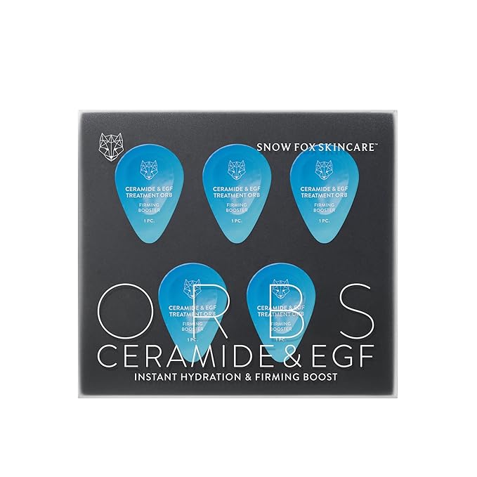 Snow Fox Skincare - Freeze-Dried Ceramide Orbs | Facial Serum | Luxury Skincare Treatment for Face, All Skin Types | Ceramide & EGF Treatment Orb - 5 Capsules